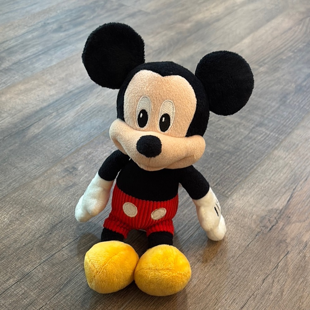 Disney Mickey Mouse Plush Black and Red Stuffed Animal 10”